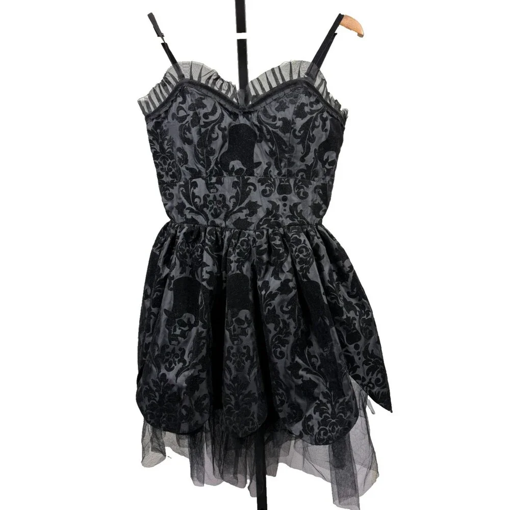 gothic black mini dress Goth vibes Lace Up Mini Dress, Black / L